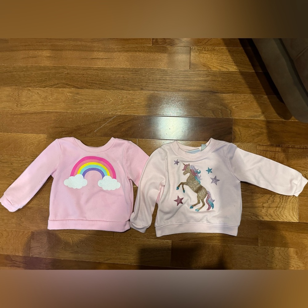 Enchanting Duo of Girls’ 18-24M Sweaters with Rainbow & Unicorn Motifs